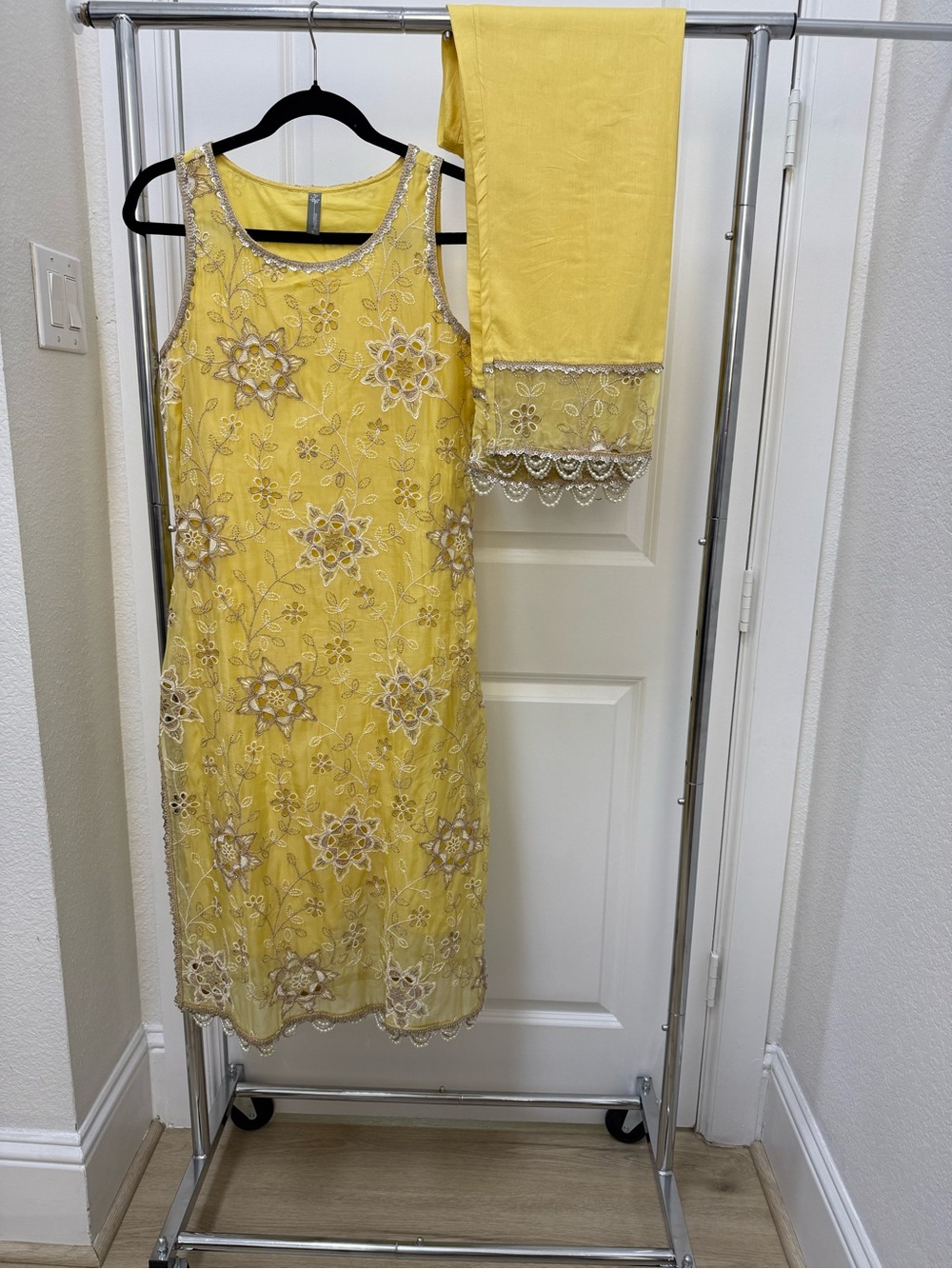 Yellow Embroidered Women's Kurta with Dupatta